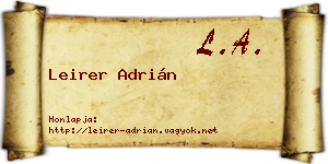 Leirer Adrián névjegykártya